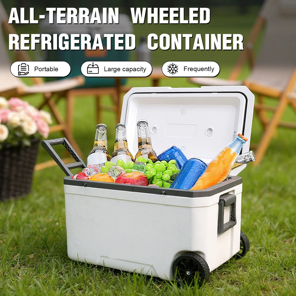 Portable Wheeled Insulated Cooler Box For Outdoor Camping