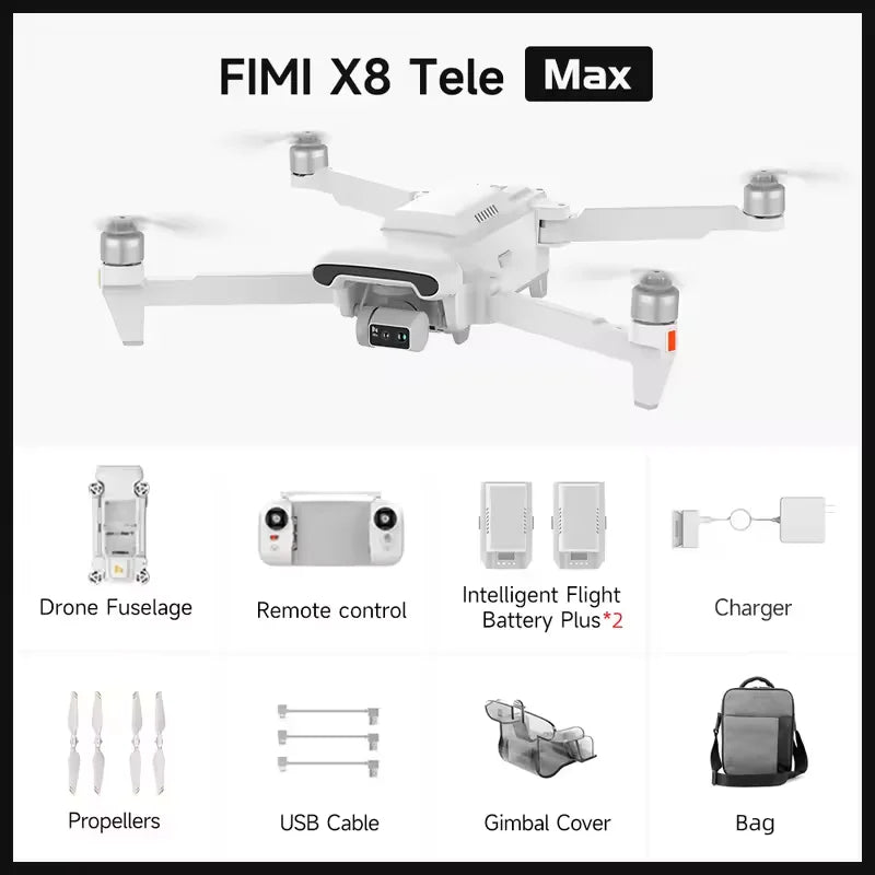 FIMI X8 Tele Max 4K Drone 30x Hybrid Zoom Professional