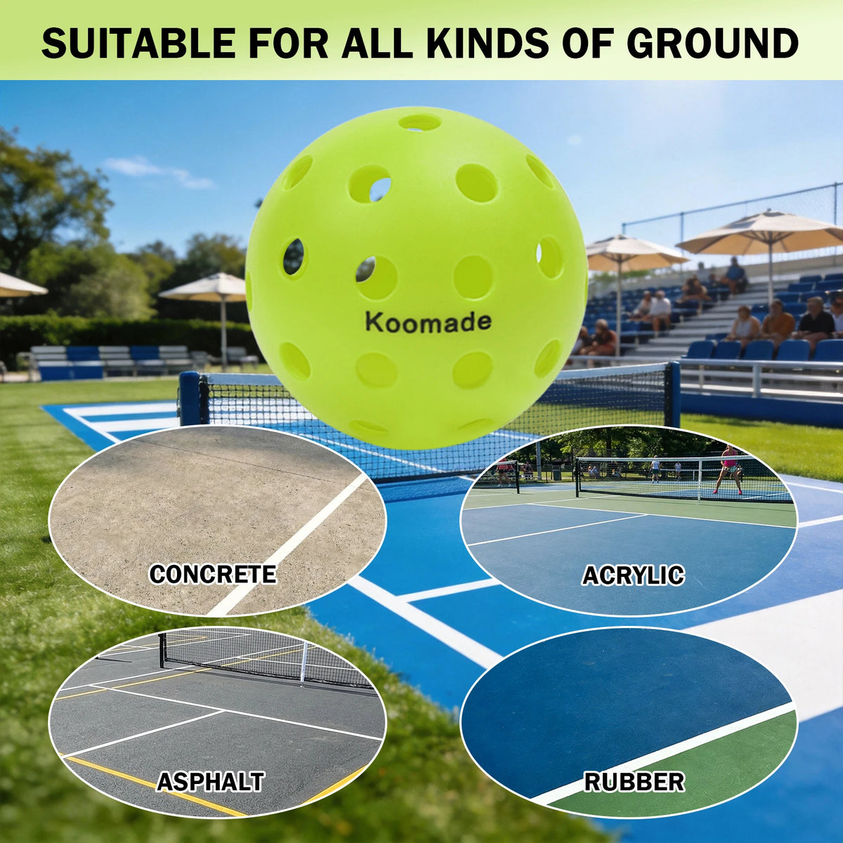 KOOMADE 40 Hole Outdoor Pickleballs USAPA Standard Training Set