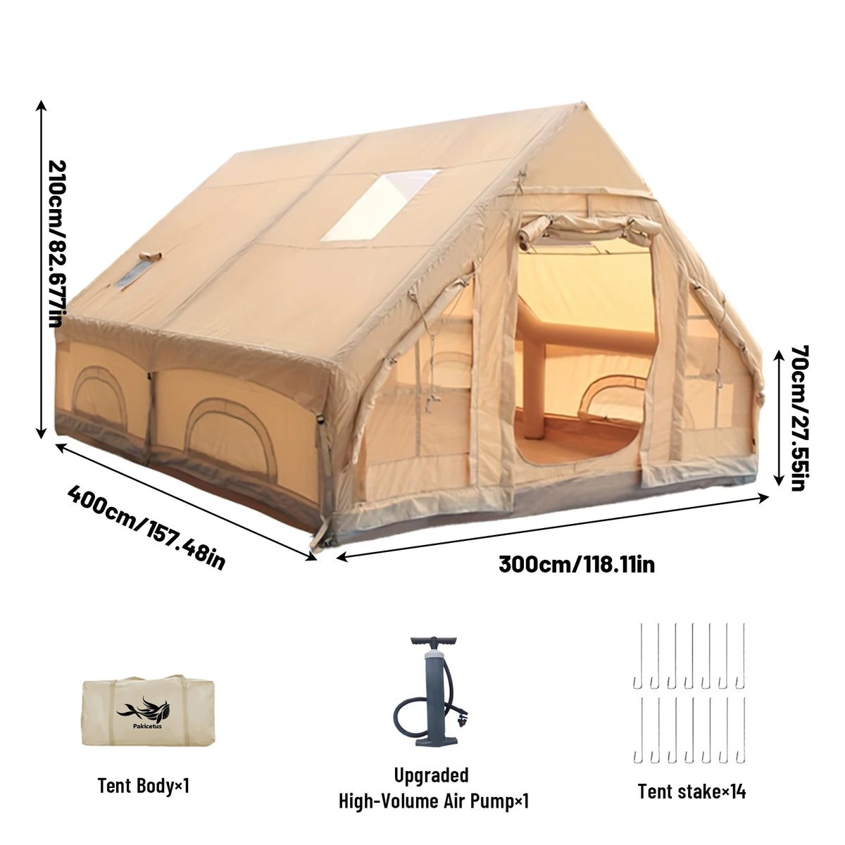 PAKICETUS Inflatable Camping Tent With Skylight And Integrated Air Pump