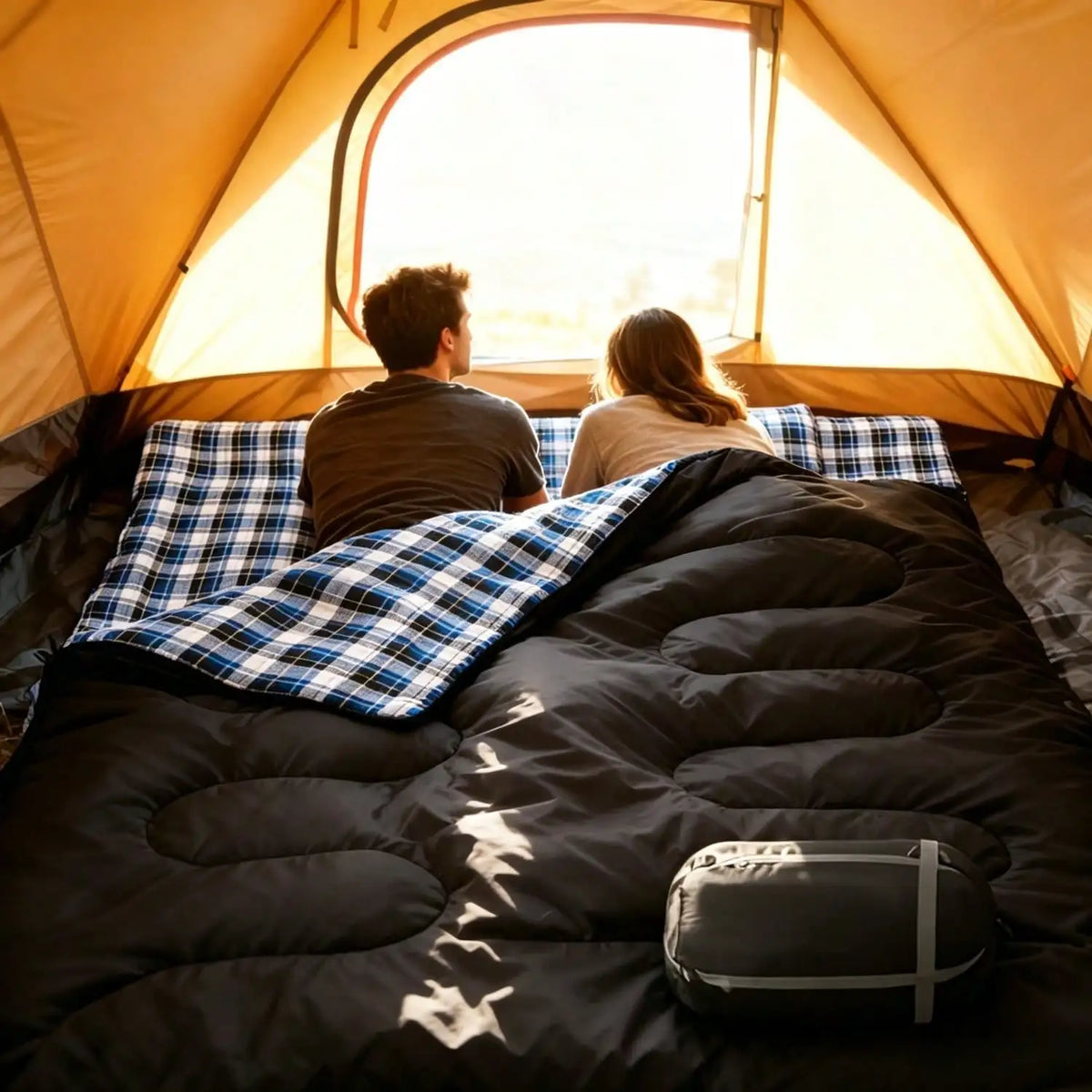 Two Camping Sleeping Bag With Pillows For Cold Weather Adults