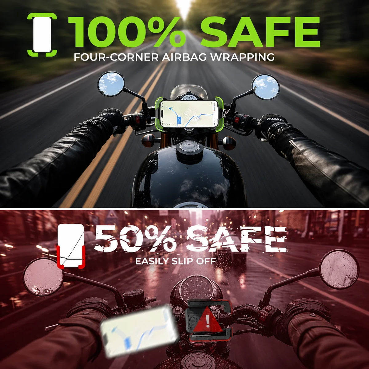 Universal Bike Phone Holder Handlebar Mount Shockproof Secure Stand