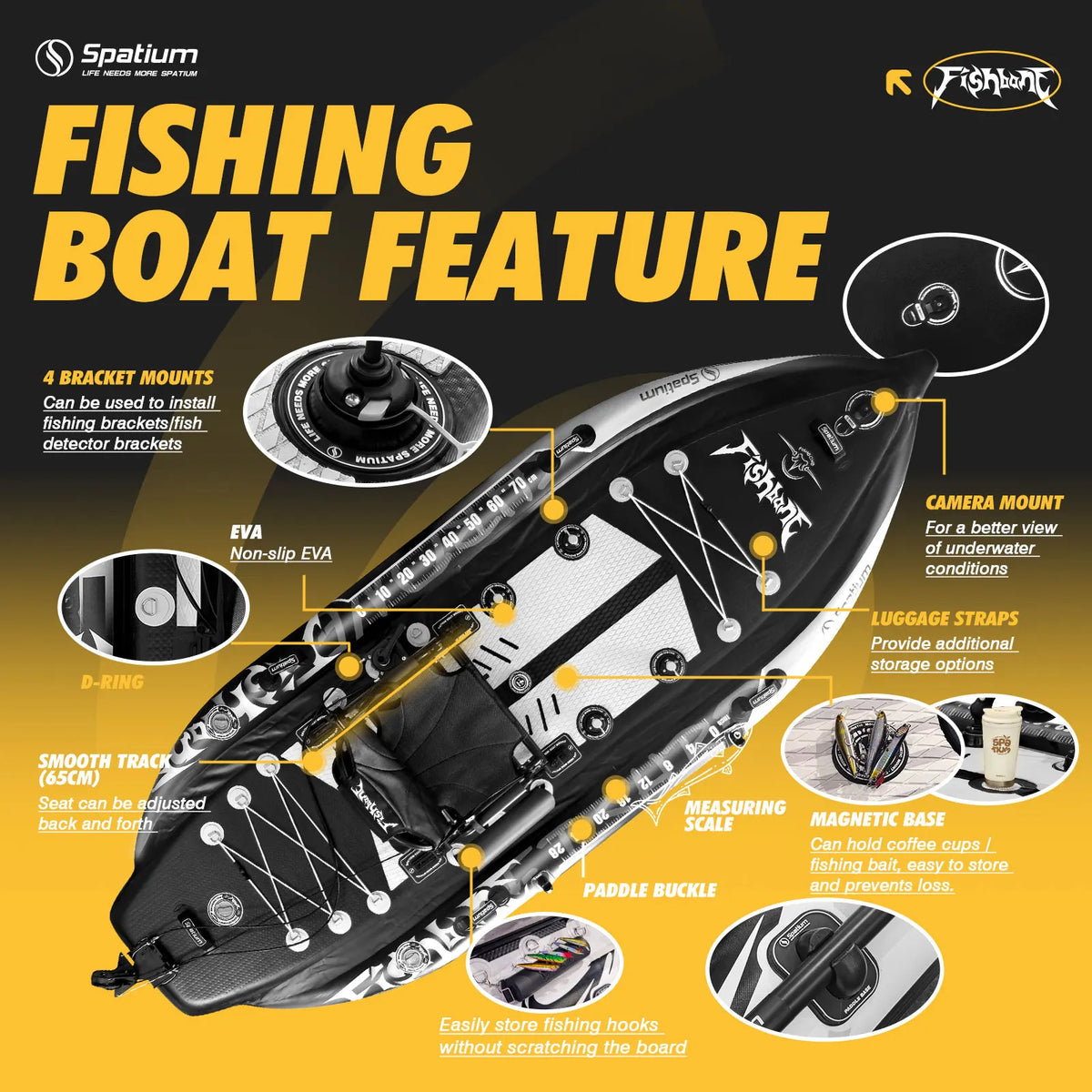 Spatium Inflatable Fishing Paddle Board With Motor And Accessories