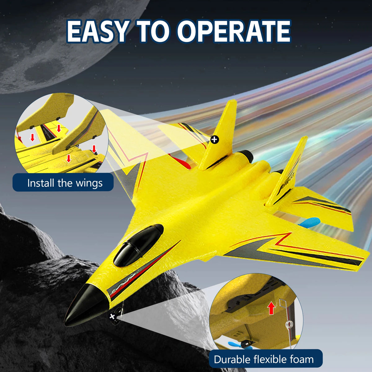 RC Fixed Wing Fighter Jet Remote Control Plane With Gyro