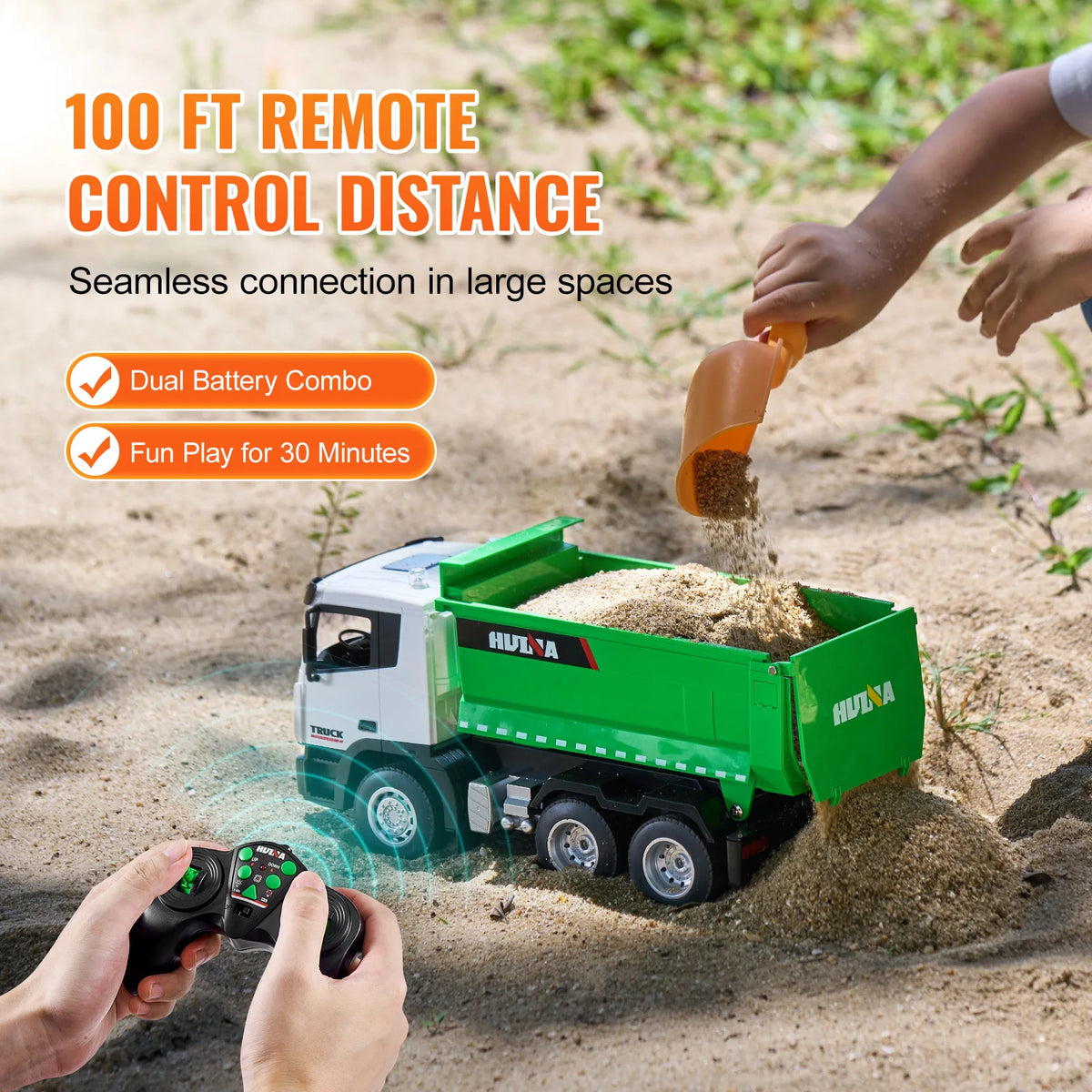 SucceBuy RC Dump Truck Remote Control Bulldozer Engineering Vehicle Toy