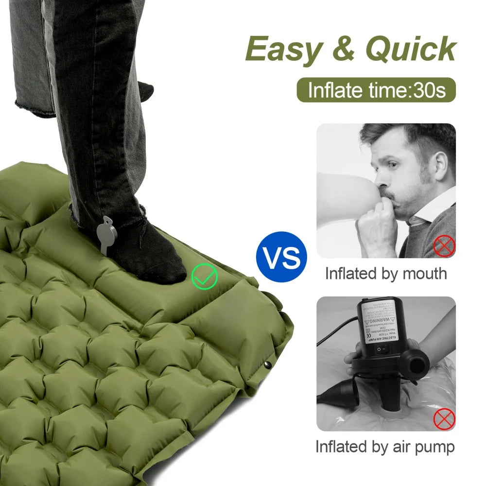 Night Cat Inflatable Sleeping Pad With Foot Pump And Pillow