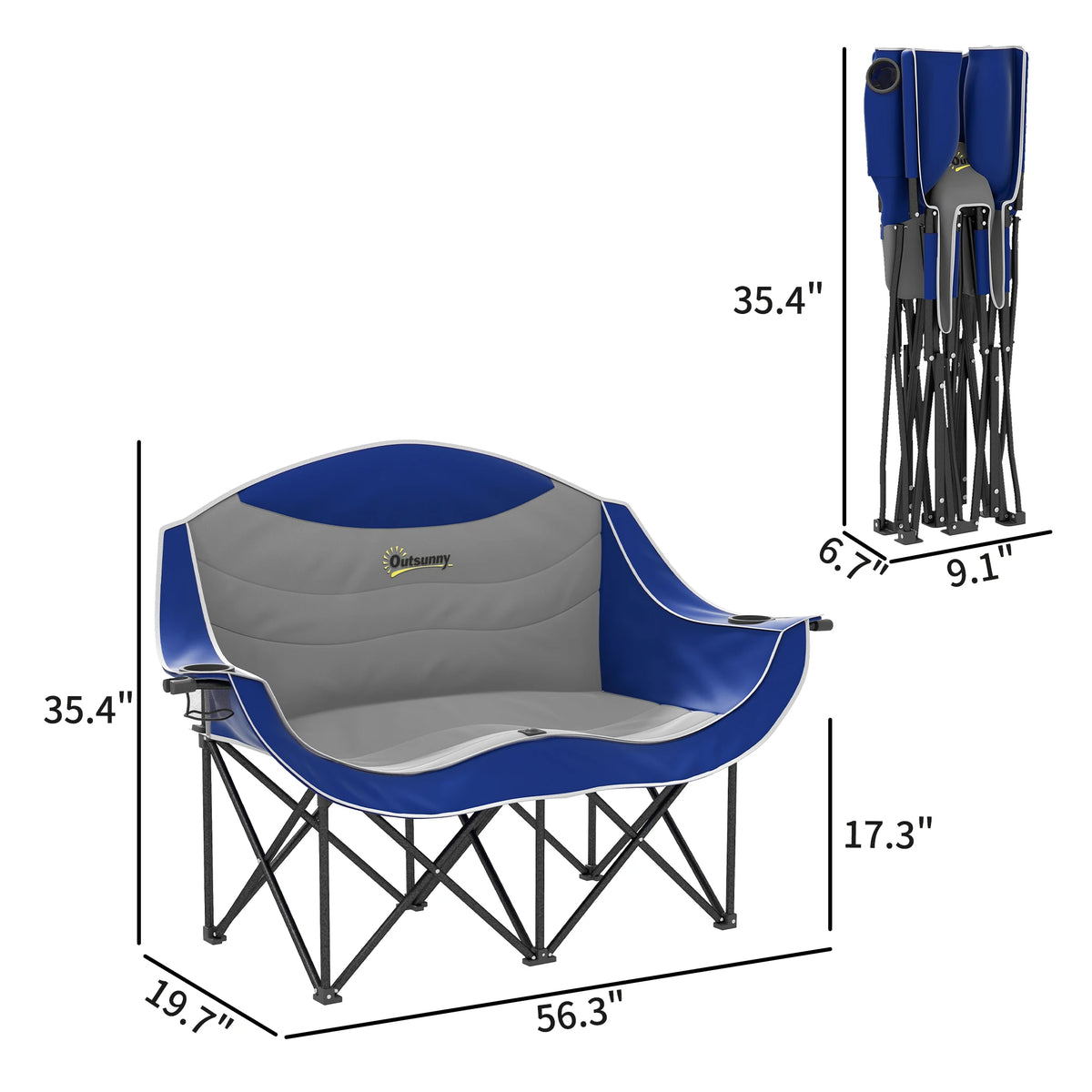 Outsunny Double Padded Folding Camping Chair For Outdoor Use
