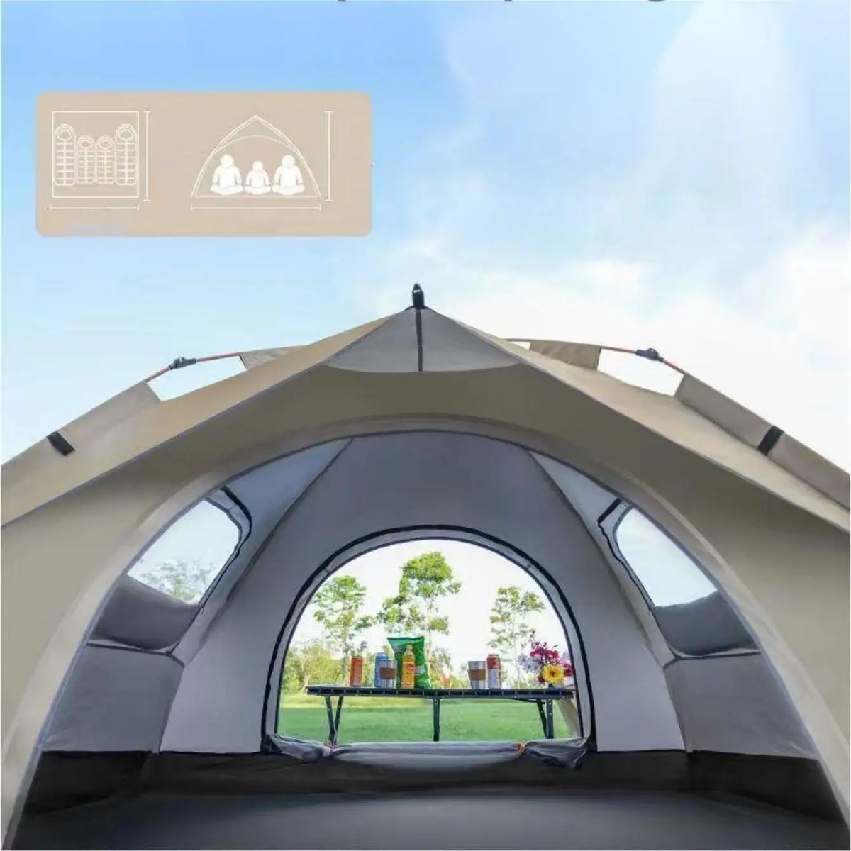 Pakicetus Automatic Camping Tent Two Doors And Two Windows
