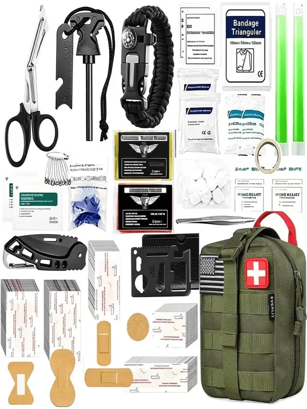 Portable Emergency Survival And First Aid Kit For Outdoor Use