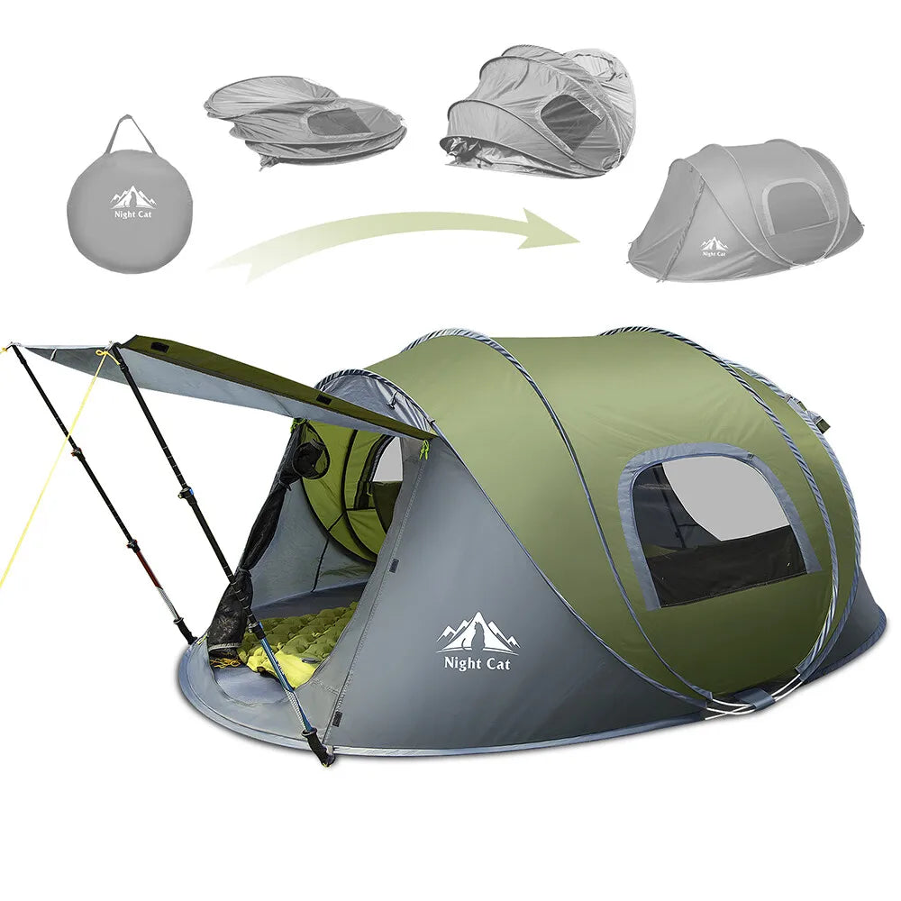 Night Cat 2 Person Quick Pop Up Waterproof Camping Tent
