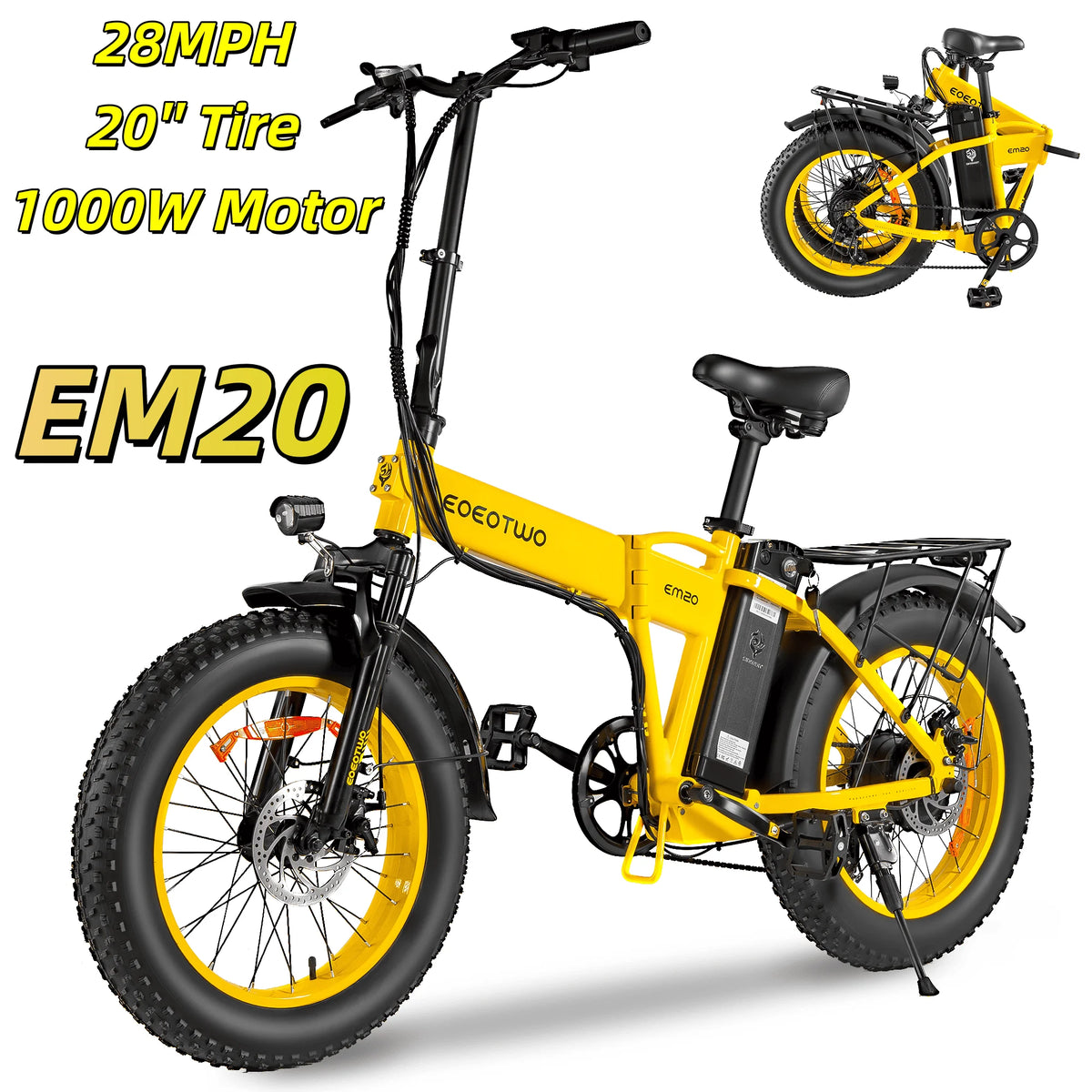 EOEOTWO 1000W Adult Fat Tire Electric Bike 48V Battery