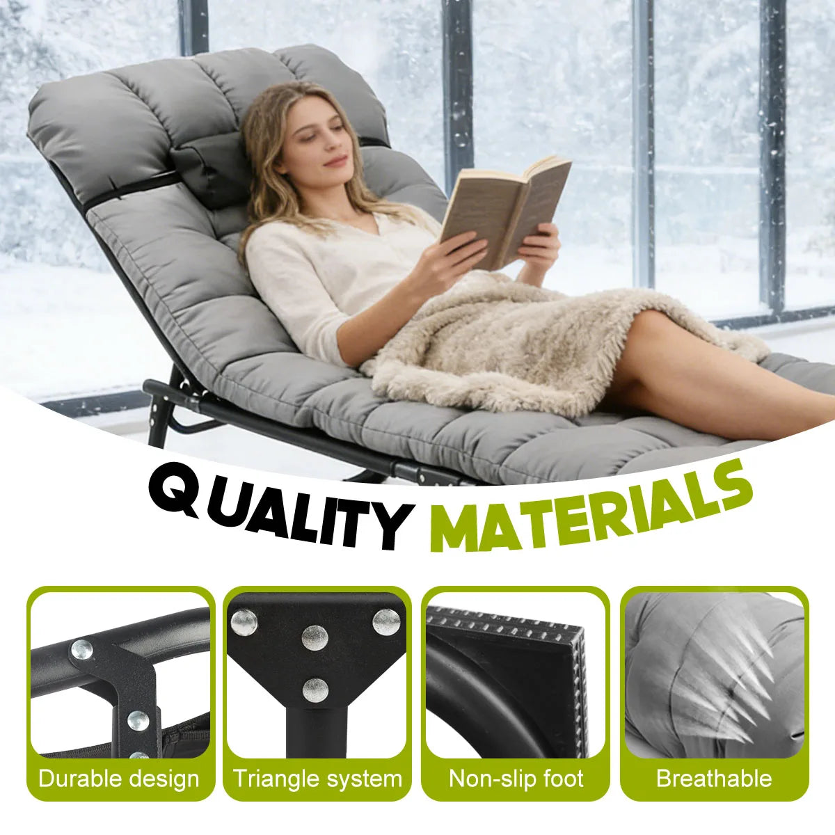 Adjustable Folding Camping Lounge Chair With 3 Position Reclining