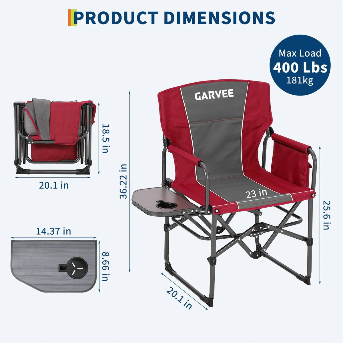 HiMiss Heavy Duty Portable Camping Director Chair With Cup Holder