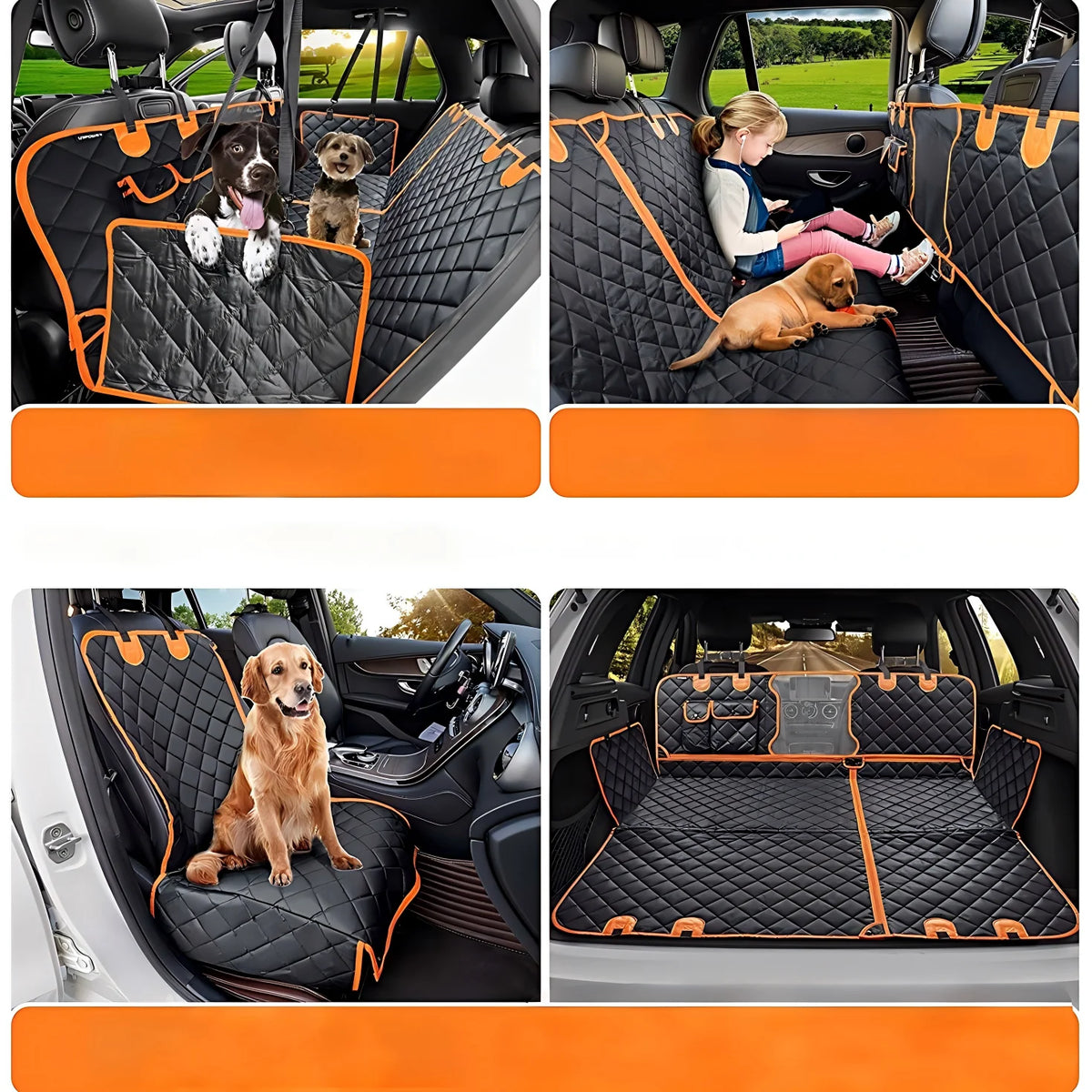 Waterproof Dog Car Seat Cover Hammock Side Flaps Storage Pocket