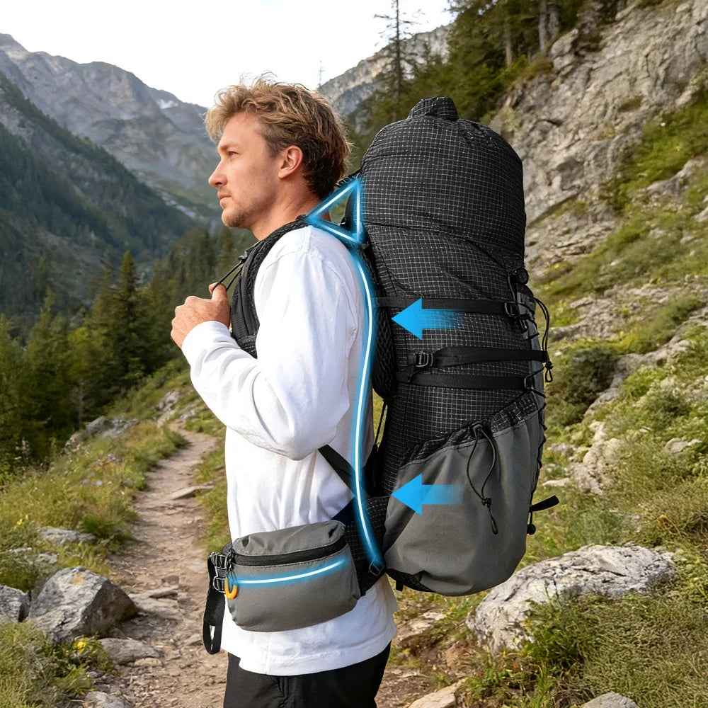 Night Cat Lightweight Internal Frame Hiking Backpack With Cover