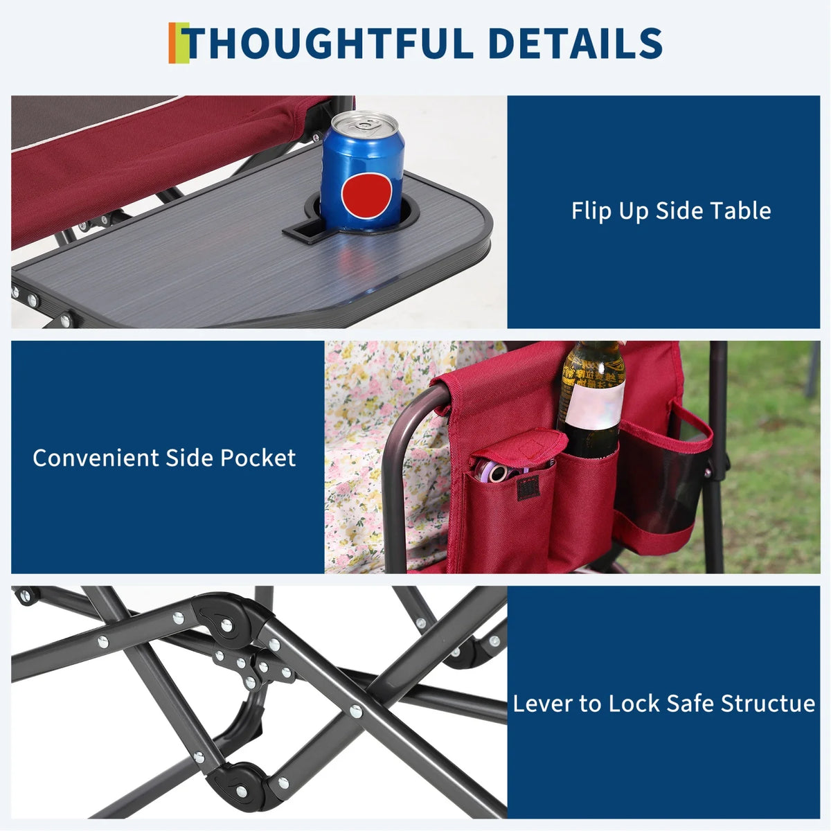 HiMiss Heavy Duty Portable Camping Director Chair With Cup Holder