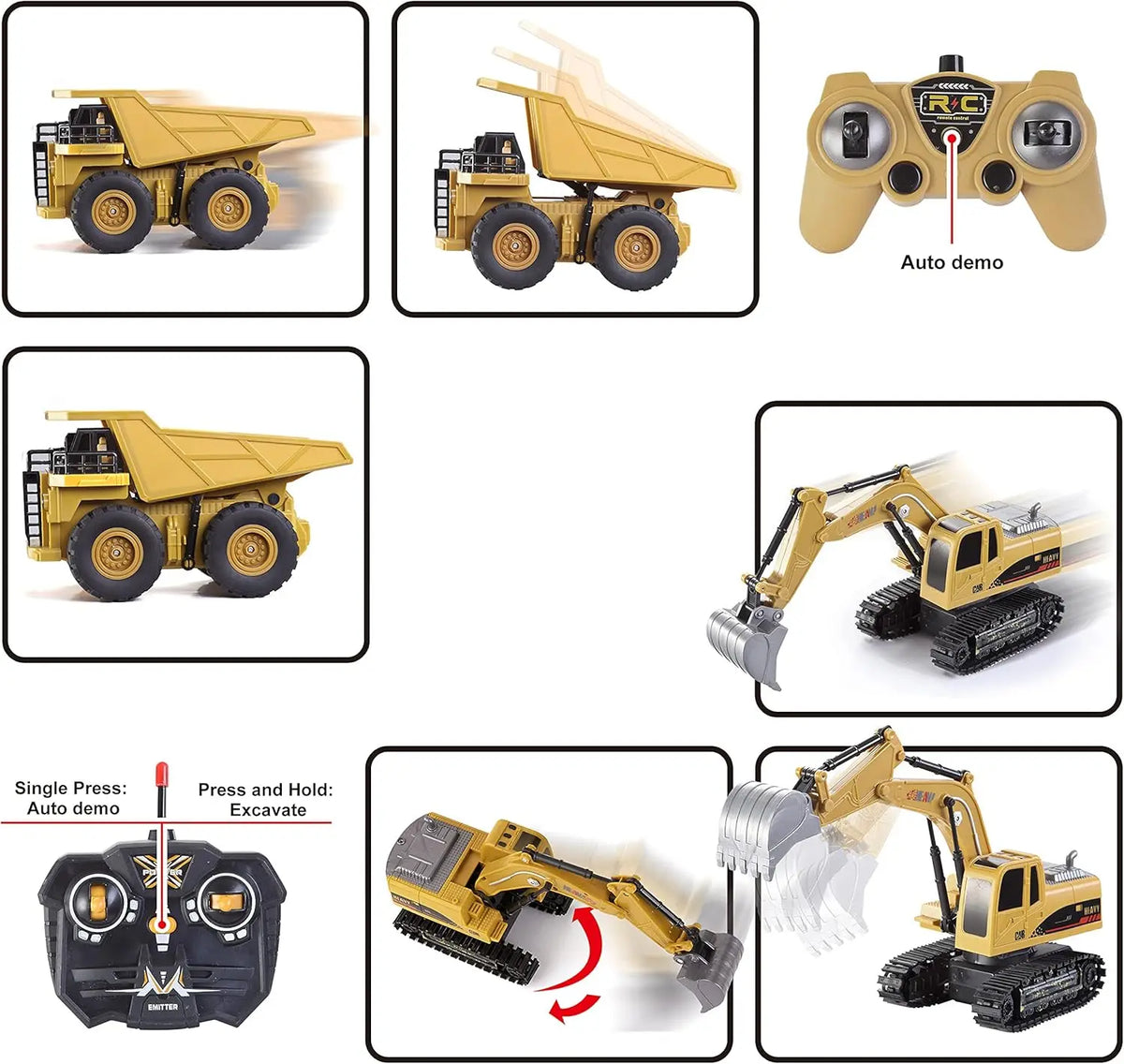 Joyfy Remote Control Construction Toy Set With Excavator And Truck