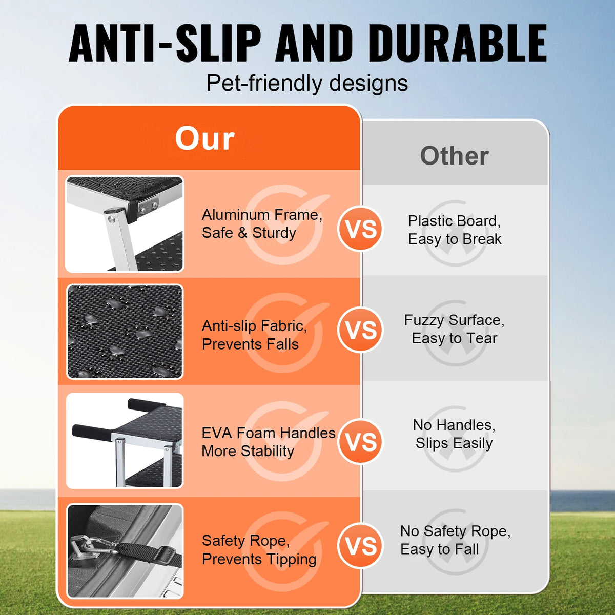 SucceBuy Portable Aluminum Folding Dog Steps For Cars