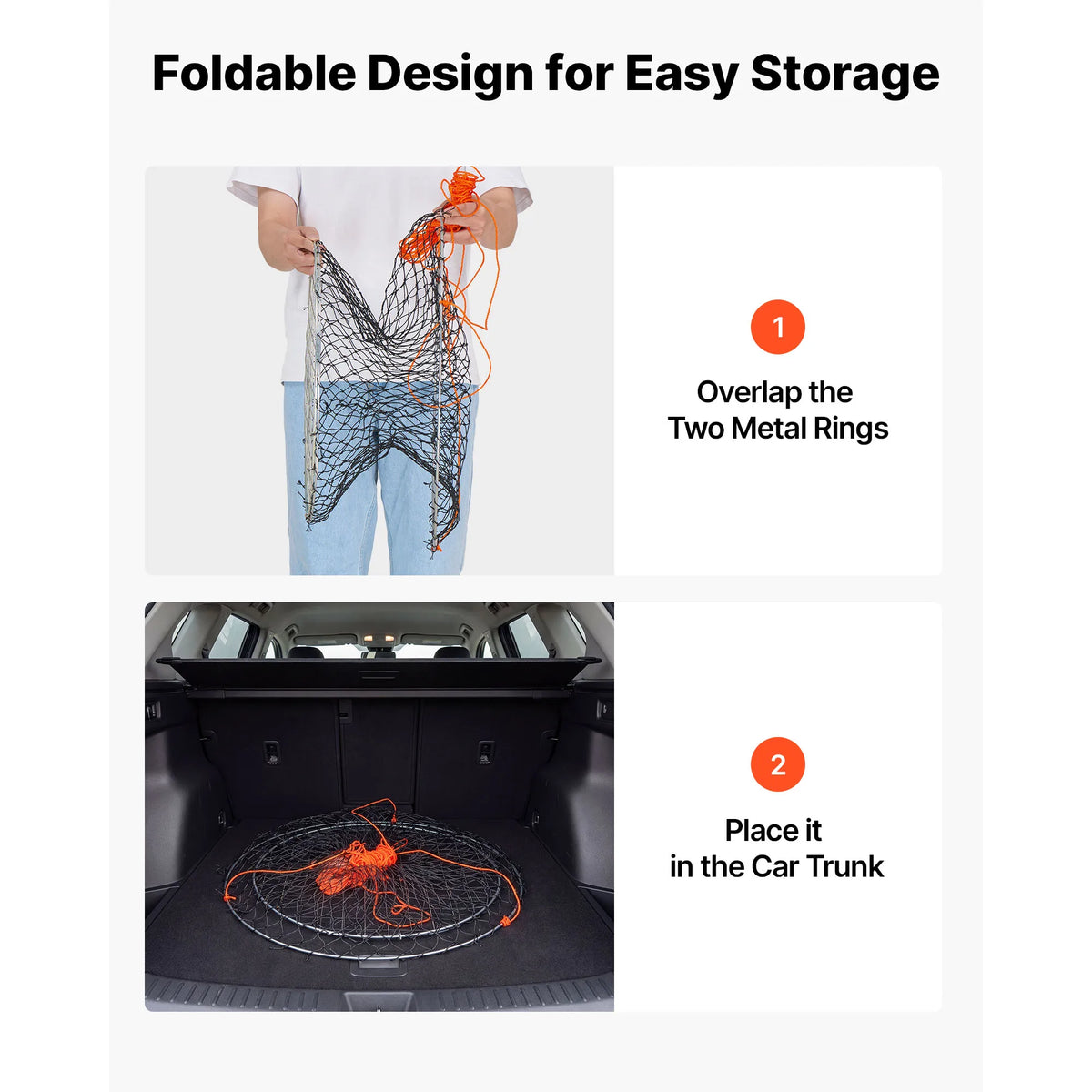 SucceBuy Foldable Double Ring Crab Trap With Rope And Gauge
