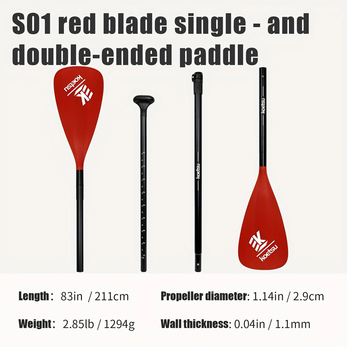 KOETSU Aluminum Alloy Dual Blade Paddle For Kayaking And Fishing
