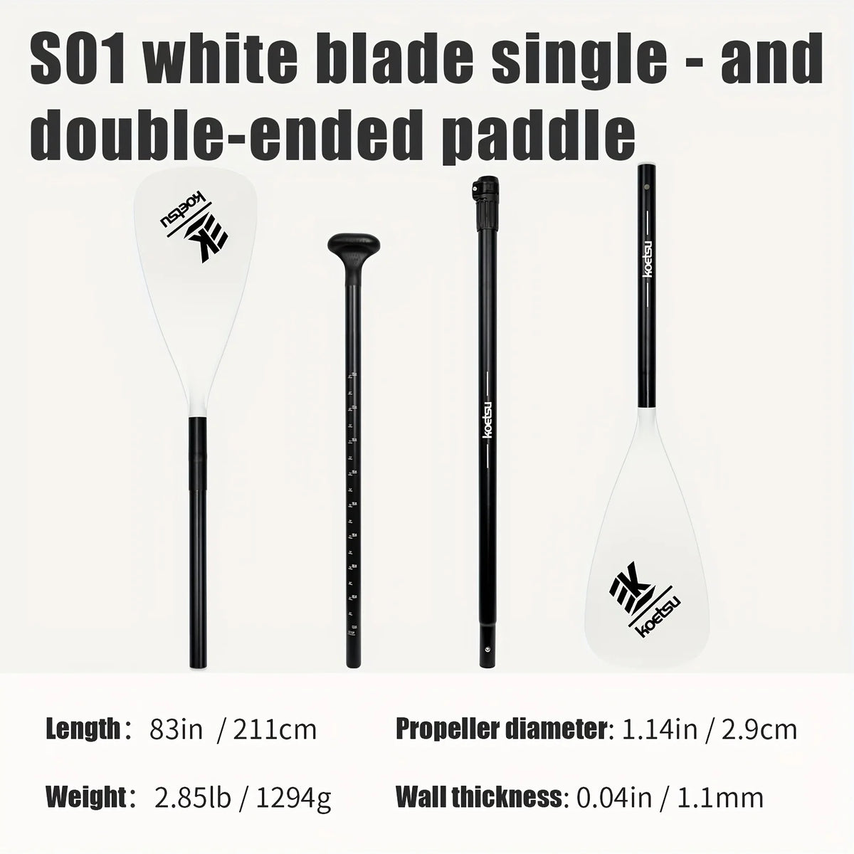 KOETSU Aluminum Alloy Dual Blade Paddle For Kayaking And Fishing