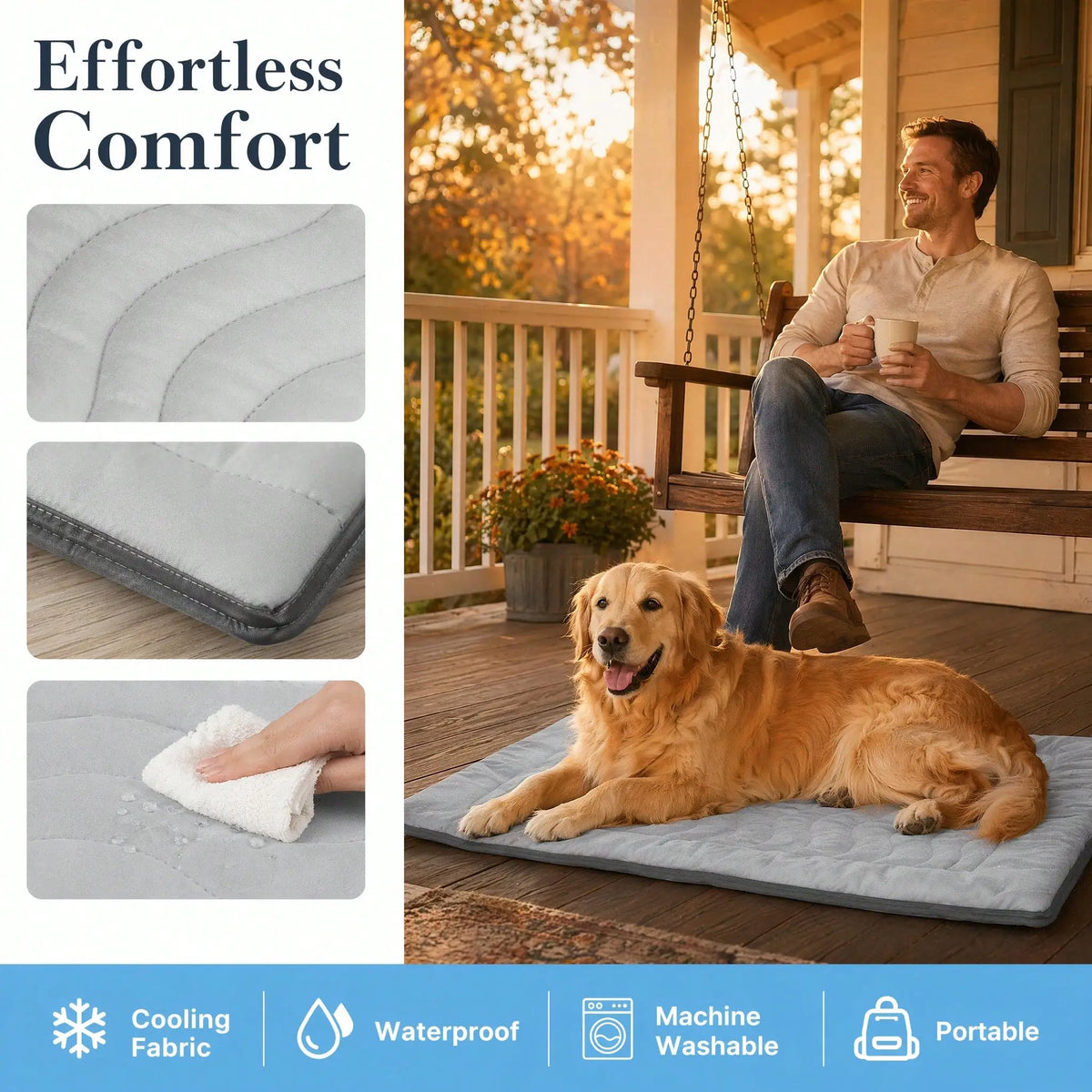 Durable Non Slip Cooling Pet Bed Washable Self Cooling Pad
