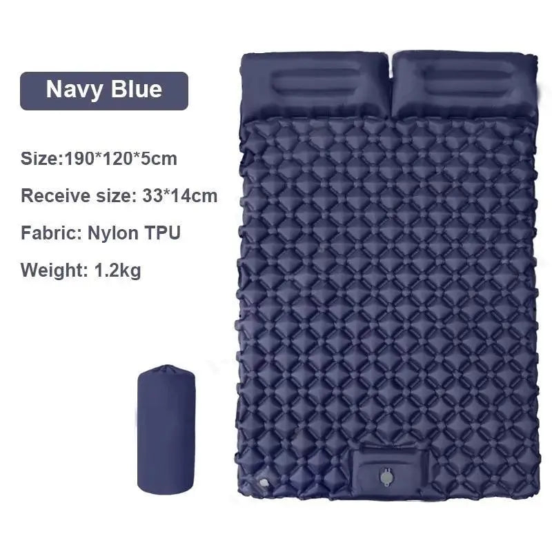 Foldable Waterproof Inflatable Air Mattress With Pillow For Camping