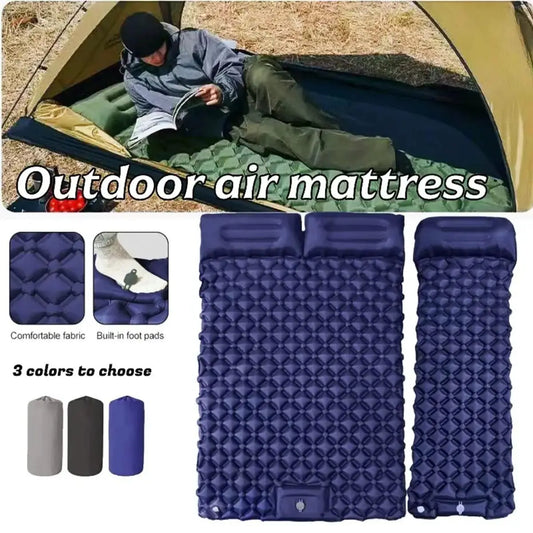 Foldable Waterproof Inflatable Air Mattress With Pillow For Camping