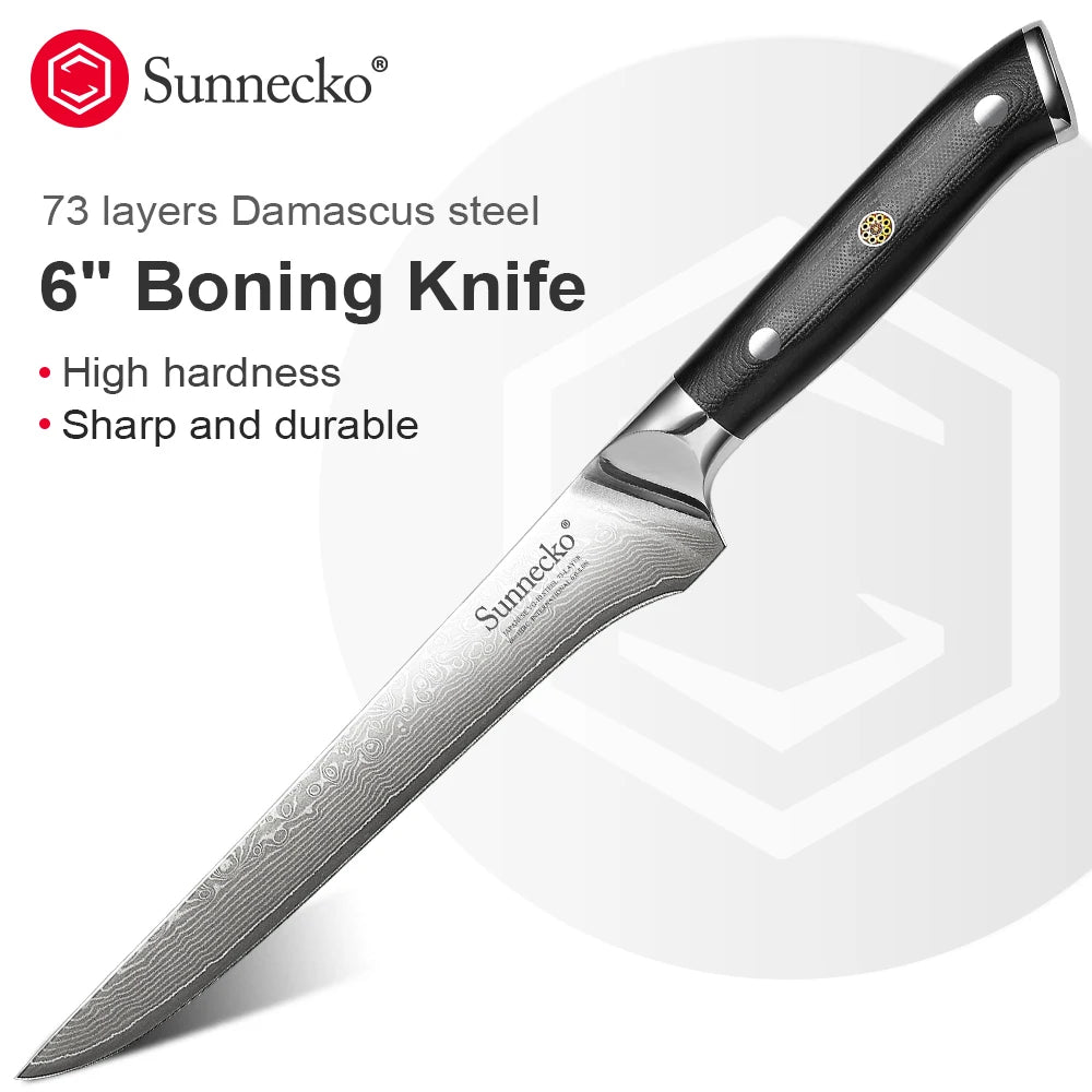 Sunnecko Premium Damascus Steel Boning Fillet Kitchen Knife
