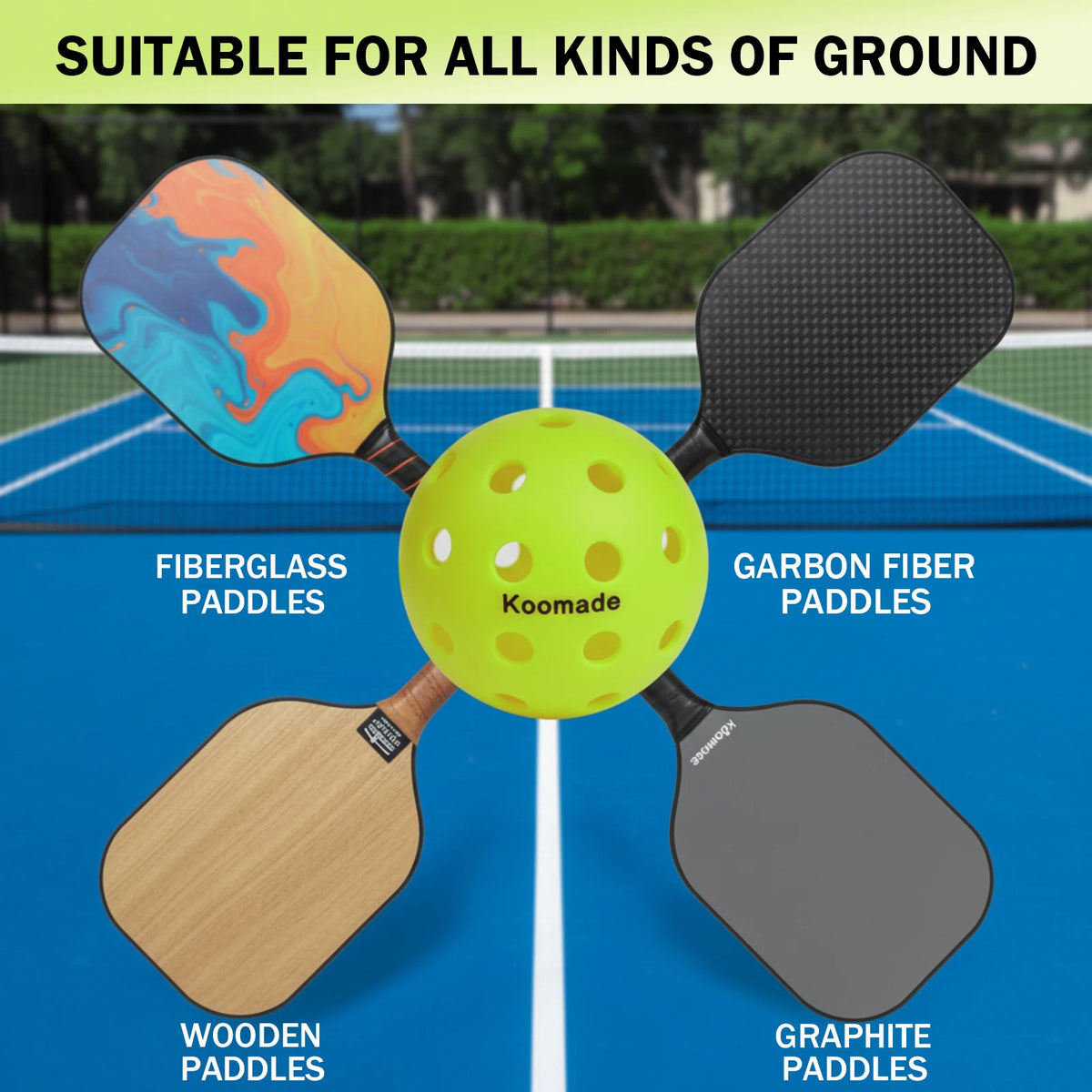 KOOMADE 40 Hole Outdoor Pickleballs USAPA Standard Training Set