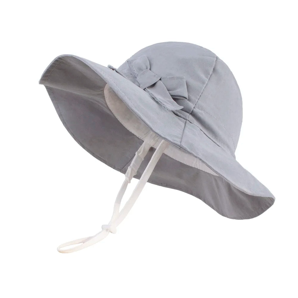 Bowknot Beach Sun Protection Hats Adjustable Bucket Hats for Toddler Kids Baby and Girls
