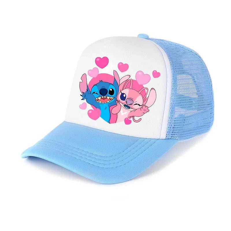 Stitch & Angel Mesh Sun Hat, Adjustable Summer Sun Protection Baseball Cap, Breathable Outdoor Sports Hat For Boys And Girls