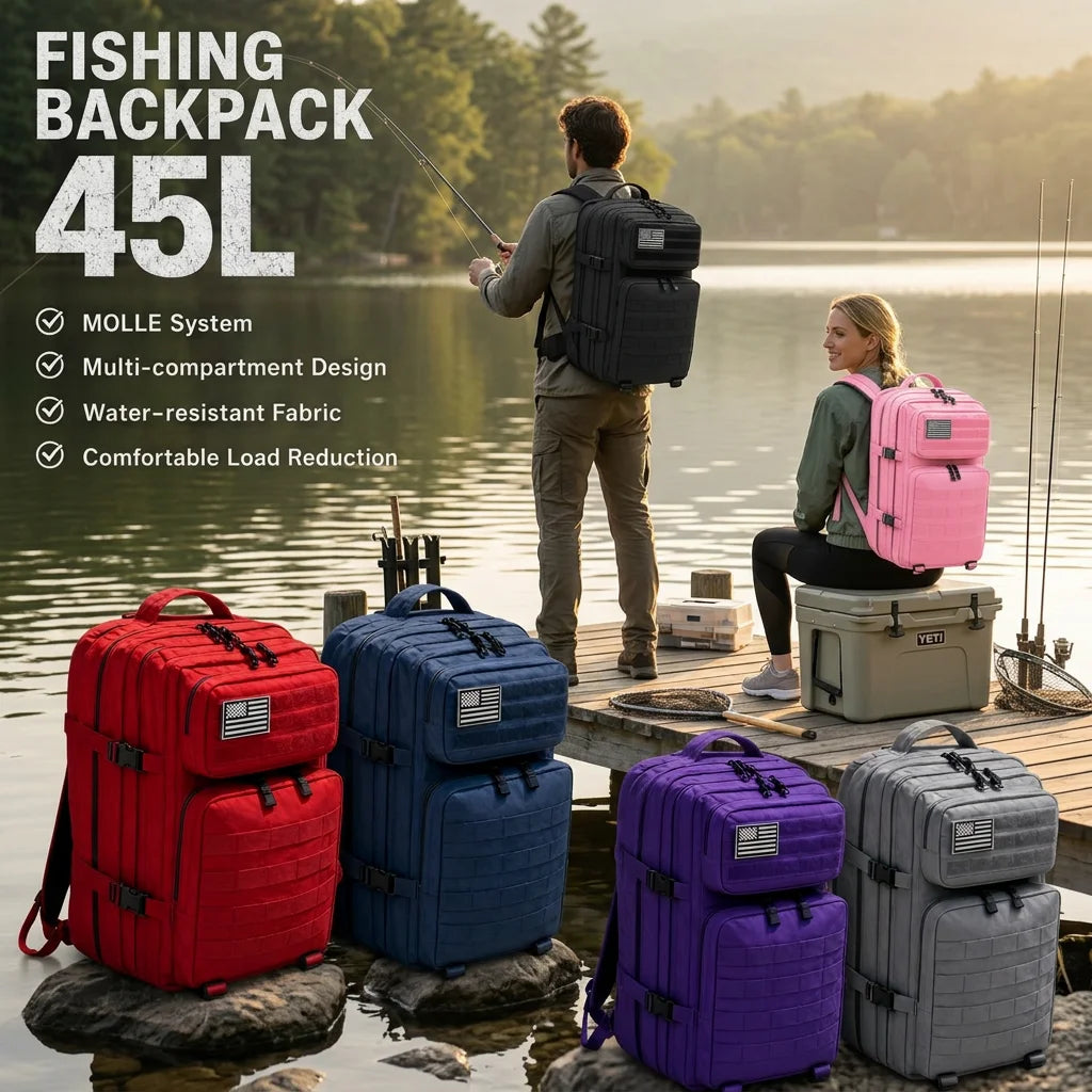 ReFire Gear Tactical Molle Fishing Tackle Backpack With Multi Pockets
