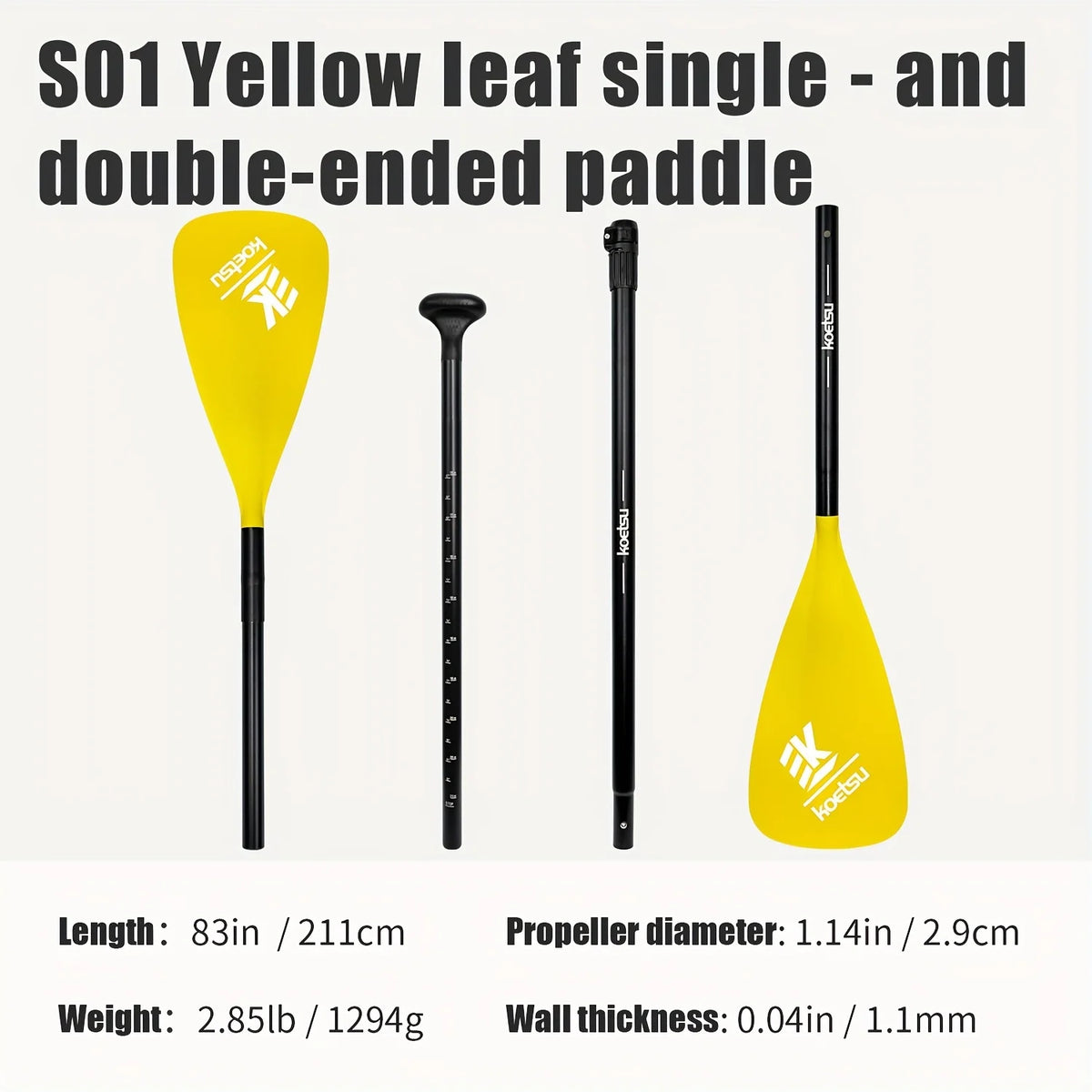 KOETSU Aluminum Alloy Dual Blade Paddle For Kayaking And Fishing
