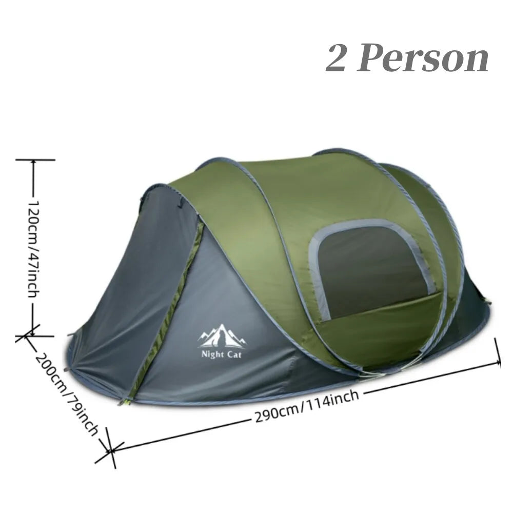 Night Cat 2 Person Quick Pop Up Waterproof Camping Tent