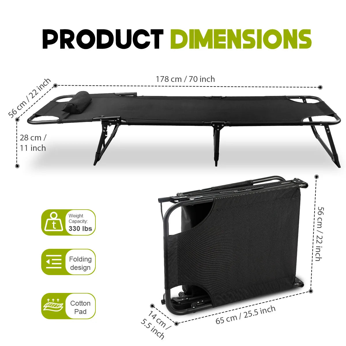 Adjustable Folding Camping Lounge Chair With 3 Position Reclining