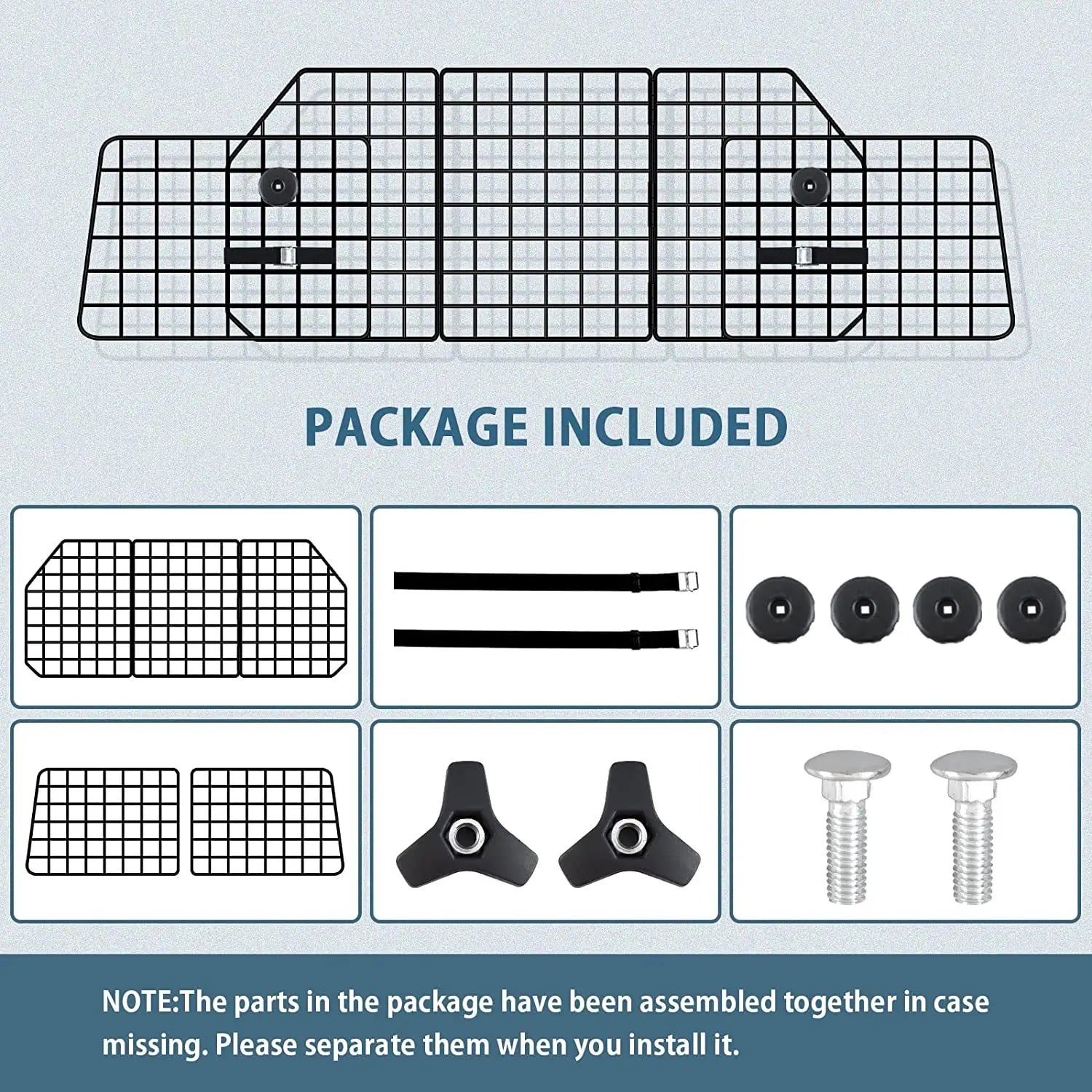 Car SUV Dog Barrier Vehicles Pet Divider Gate for Trunk Cargo Area - Extendable For Universal Fit Foldable Rust-Proof Metal Mesh
