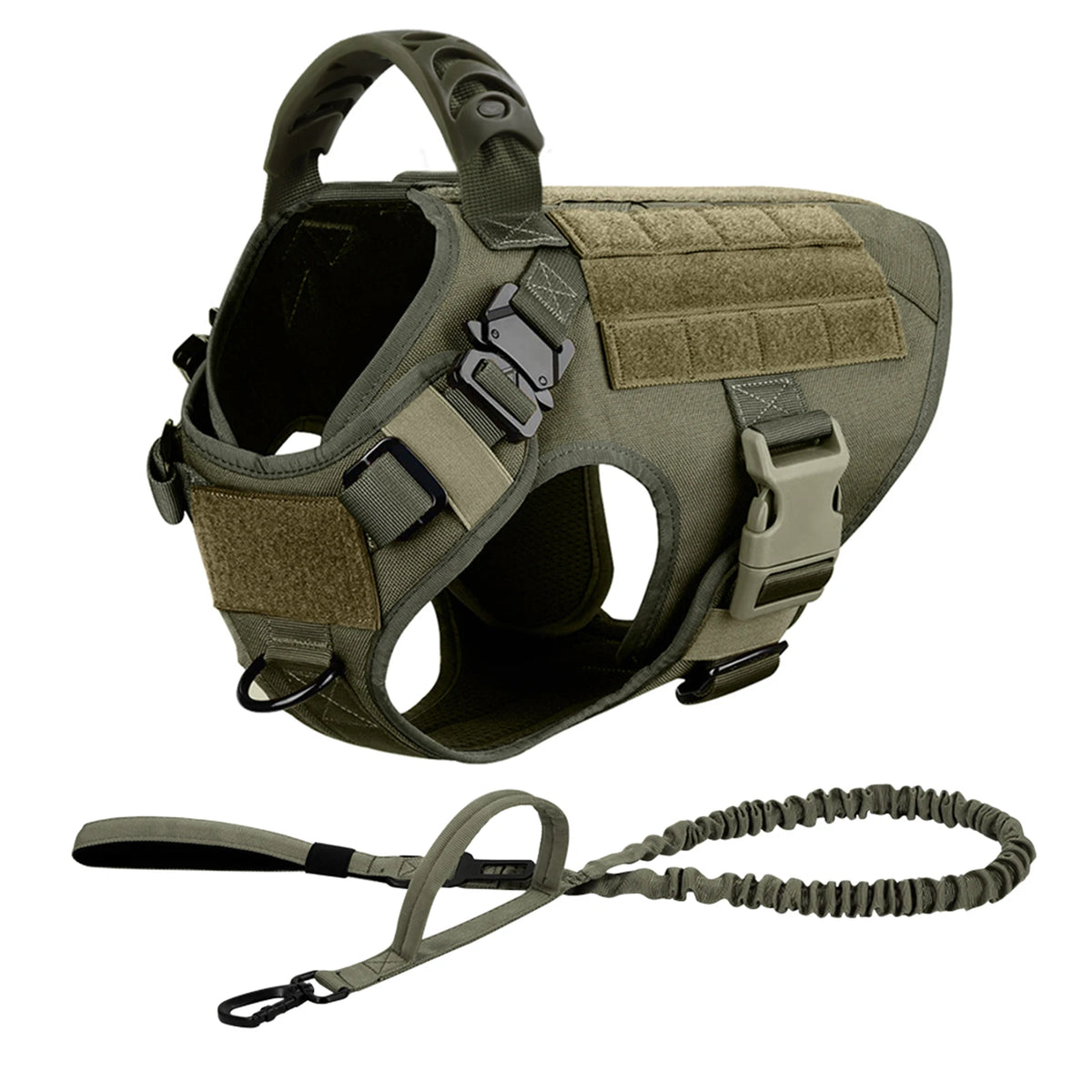 PetraVel Tactical Padded Dog Harness And Nylon Leash Set
