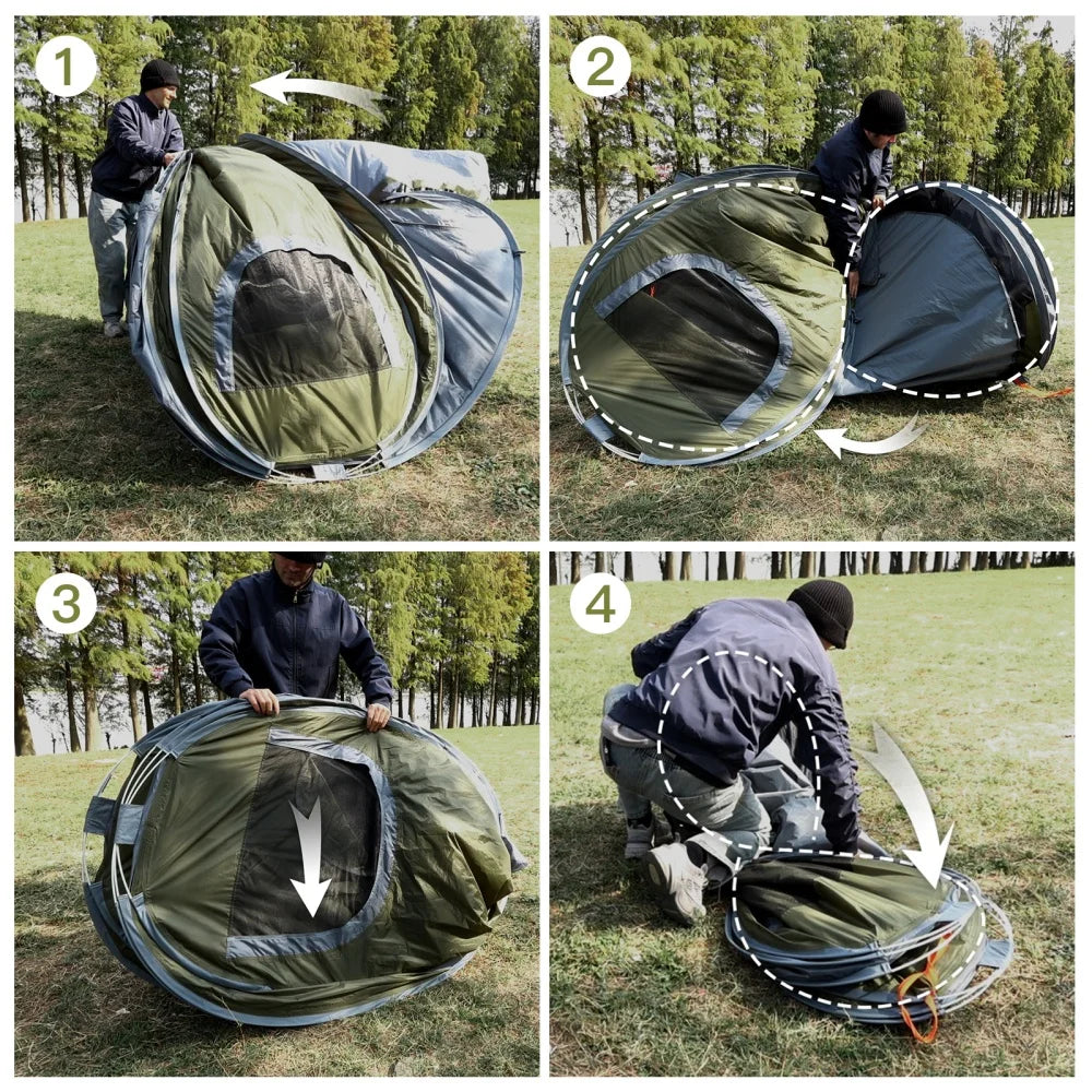 Night Cat 2 Person Quick Pop Up Waterproof Camping Tent