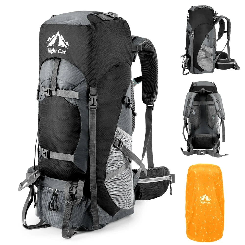 Night Cat Lightweight Hiking Backpack With Rain Cover For Travel