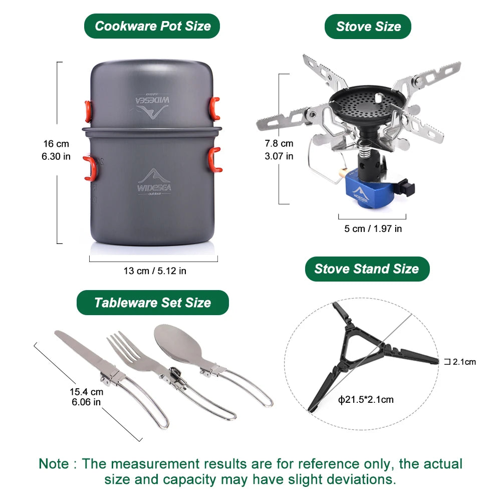 Widesea Portable Aluminum Camping Gas Stove Cookware Set