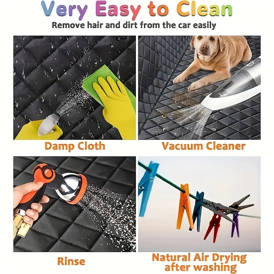 Waterproof Dog Car Seat Cover Hammock Side Flaps Storage Pocket