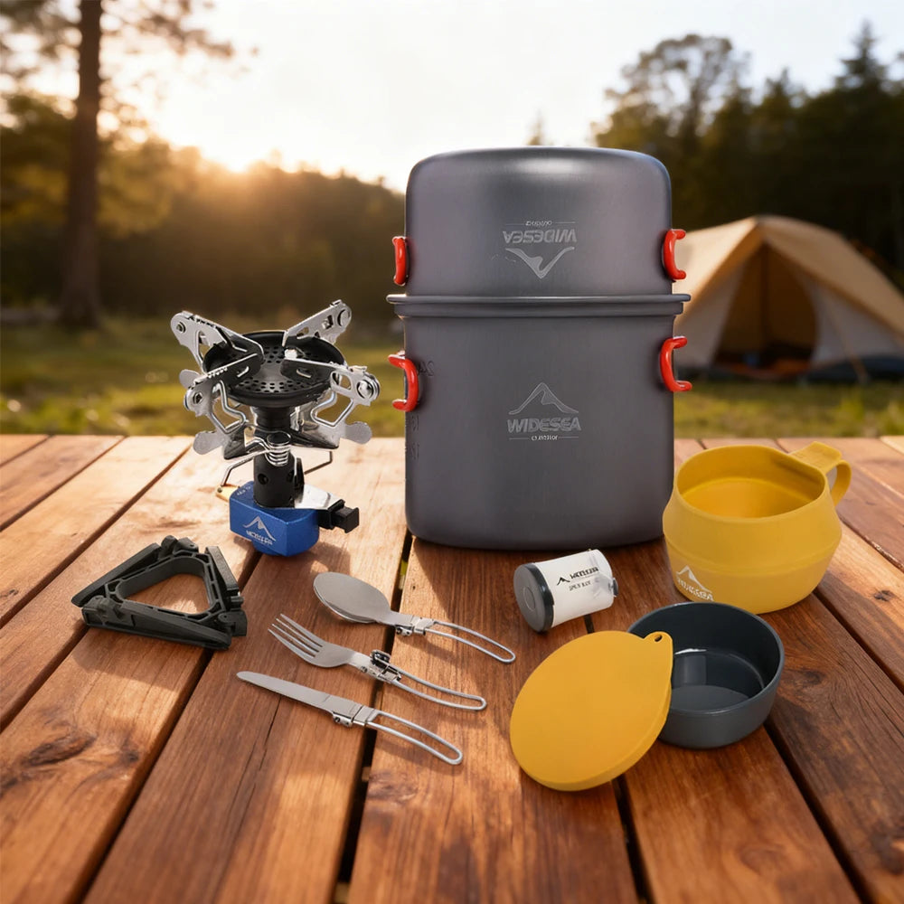 Widesea Portable Aluminum Camping Gas Stove Cookware Set
