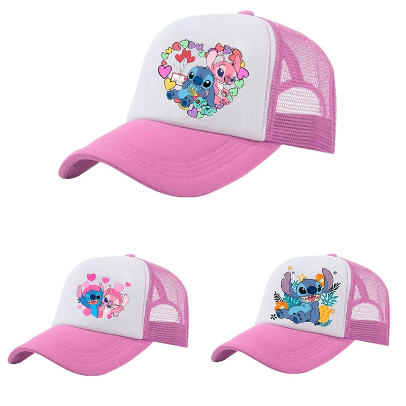 Stitch & Angel Mesh Sun Hat, Adjustable Summer Sun Protection Baseball Cap, Breathable Outdoor Sports Hat For Boys And Girls