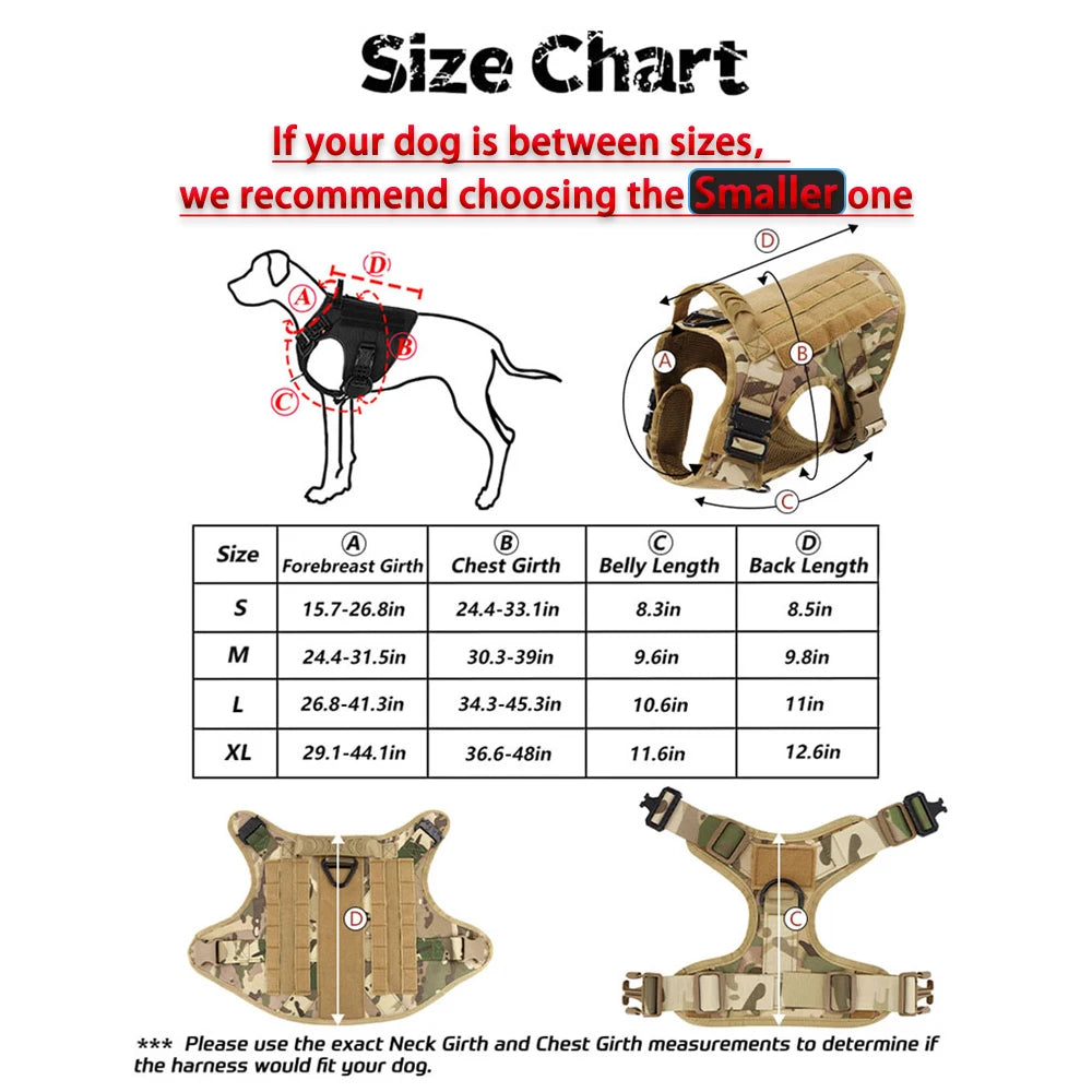PetraVel Tactical Padded Dog Harness And Nylon Leash Set