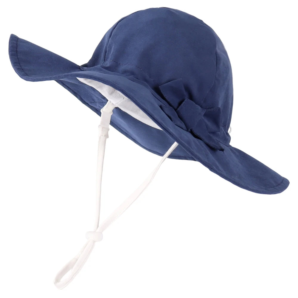 Bowknot Beach Sun Protection Hats Adjustable Bucket Hats for Toddler Kids Baby and Girls