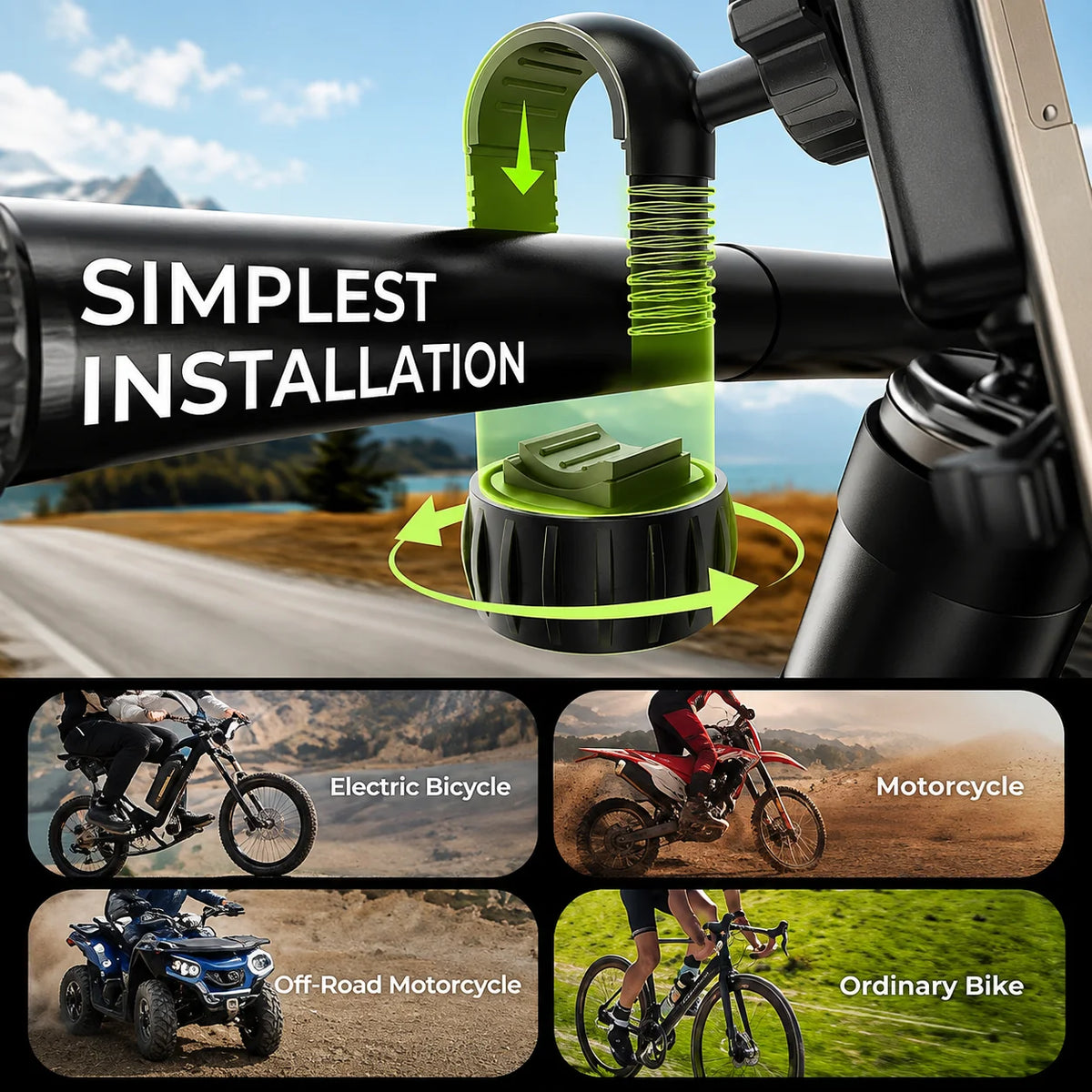 Universal Bike Phone Holder Handlebar Mount Shockproof Secure Stand