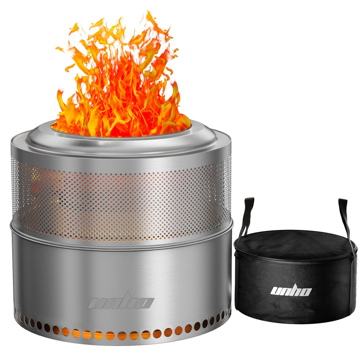 Portable Stainless Steel Smokeless Wood Fire Pit With Carry Bag