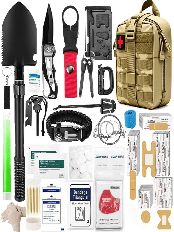 Portable Emergency Survival And First Aid Kit For Outdoor Use