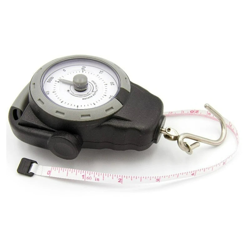 50-Lb Analog Dial Fish Scale With Tape Measure For Fishing
